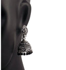 Black Beads Traditional Indian Style Sliver Color Jhumki Earrings
