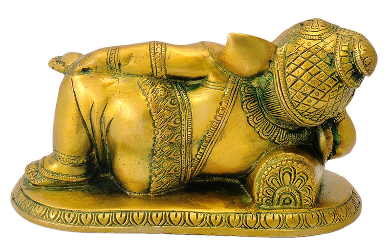 Resting Baby Ganpati Golden Finish Brass Figure