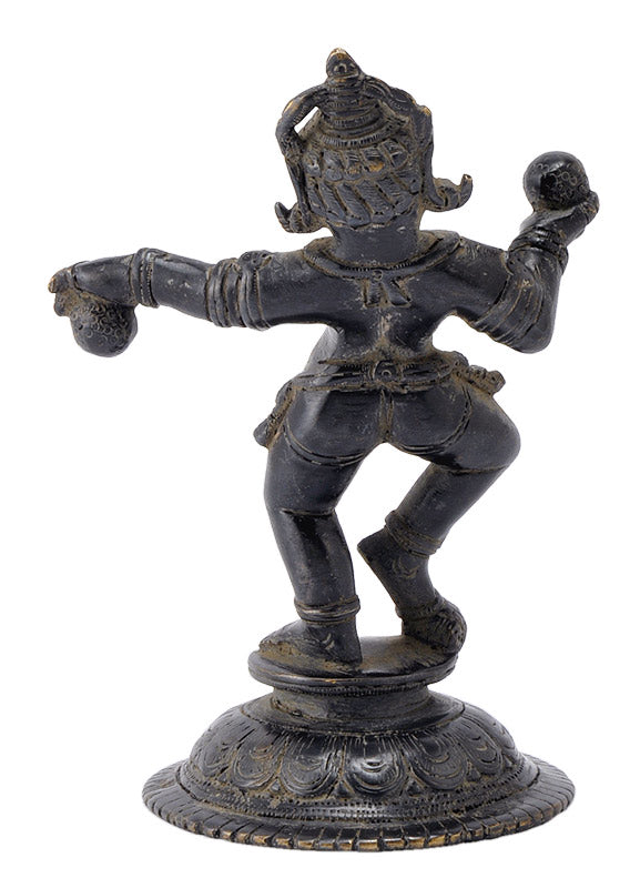 Antique Finish Baby Krishna Holding Sweet Balls Collector's Figurine 5.75"