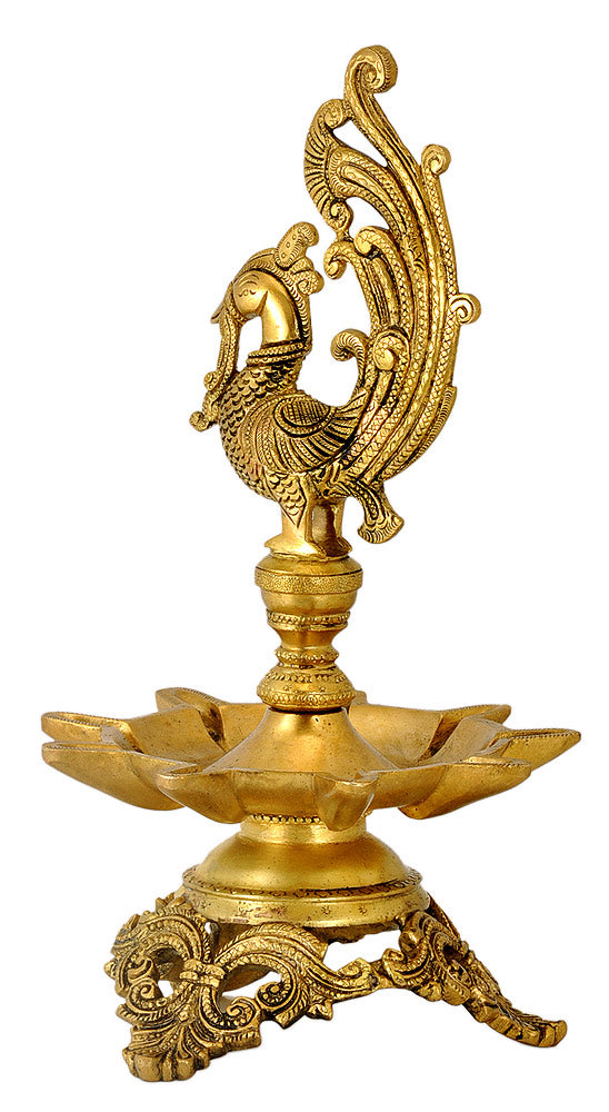 Peacock Brass Lamp