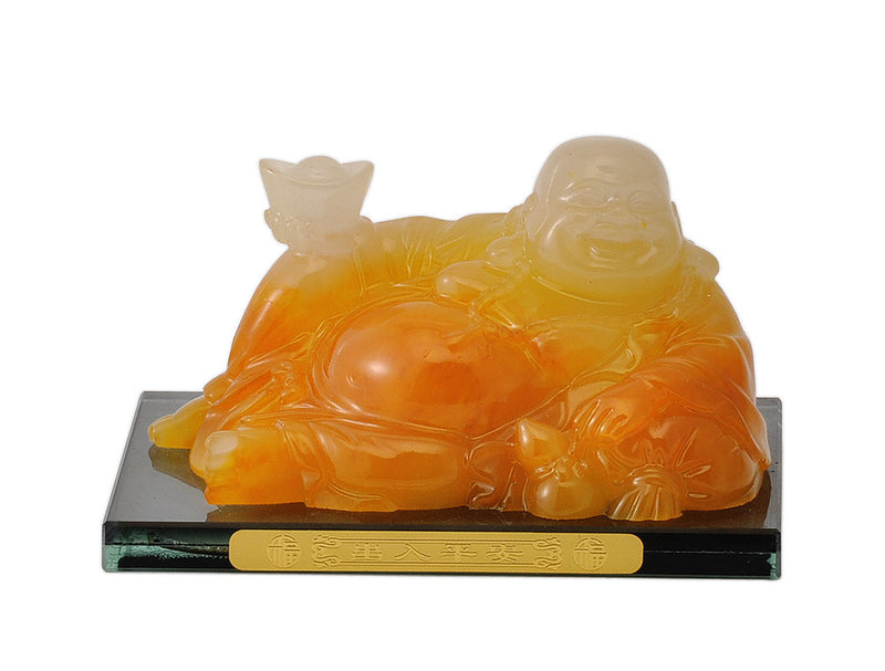 Laughing Buddha Resin Figure in High Gloss Stone Finish