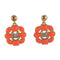 Stone Studded Metal Dangle Earring Orange