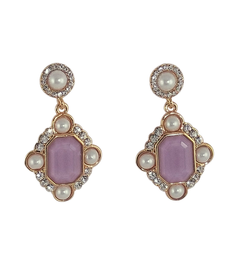 Stone Studded Purple Earrings