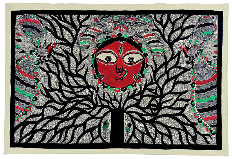 The Mother Nature - Madhubani Painting on Handmade Paper