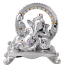 Silver Finish Polyresin Resting Lord Ganesh