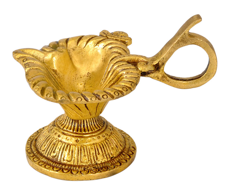 Om Shaped Brass Diya