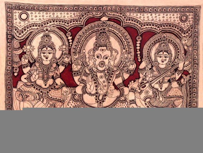 Ganesha with Mother Goddess Lakshmi and Saraswati