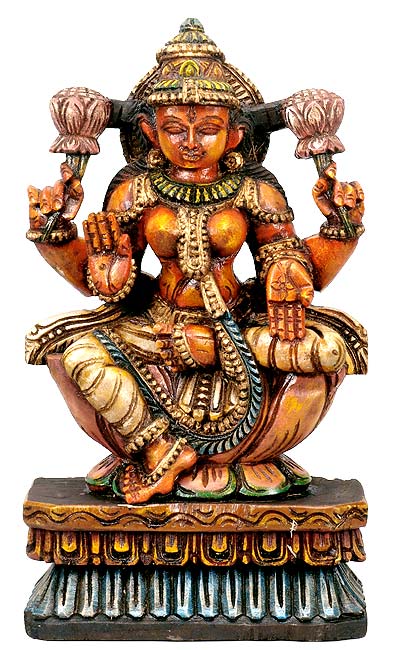 "Devi Lakshmi" Goddess of Wealth - Wood Sculpture