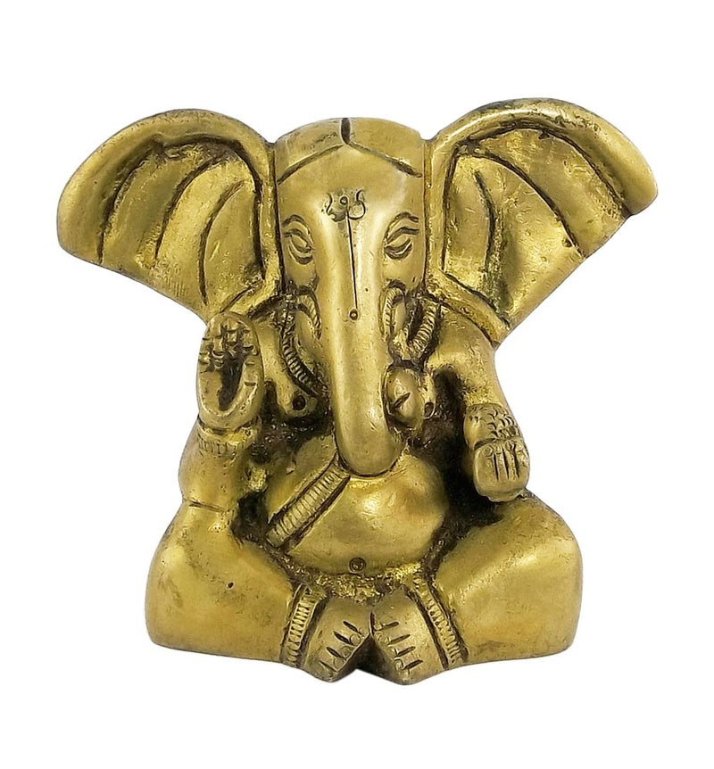 Baby Ganesha God of Good Luck - Small Brass Statue
