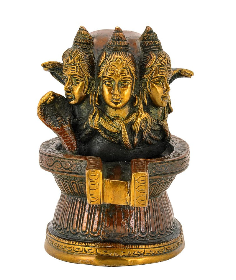 Three Headed Shiva Ling in Brow Finish