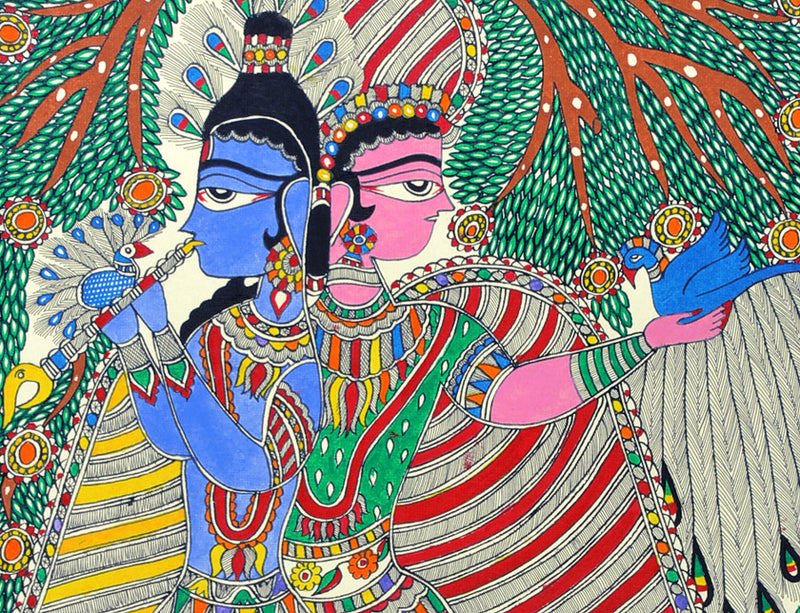 Sri Sri Radha Krishna - Madhubani Painting