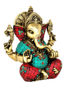 Seated Lord Ganesha Brass Statue