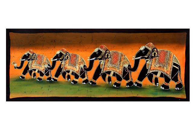 Batik Painting - Elephants Journey