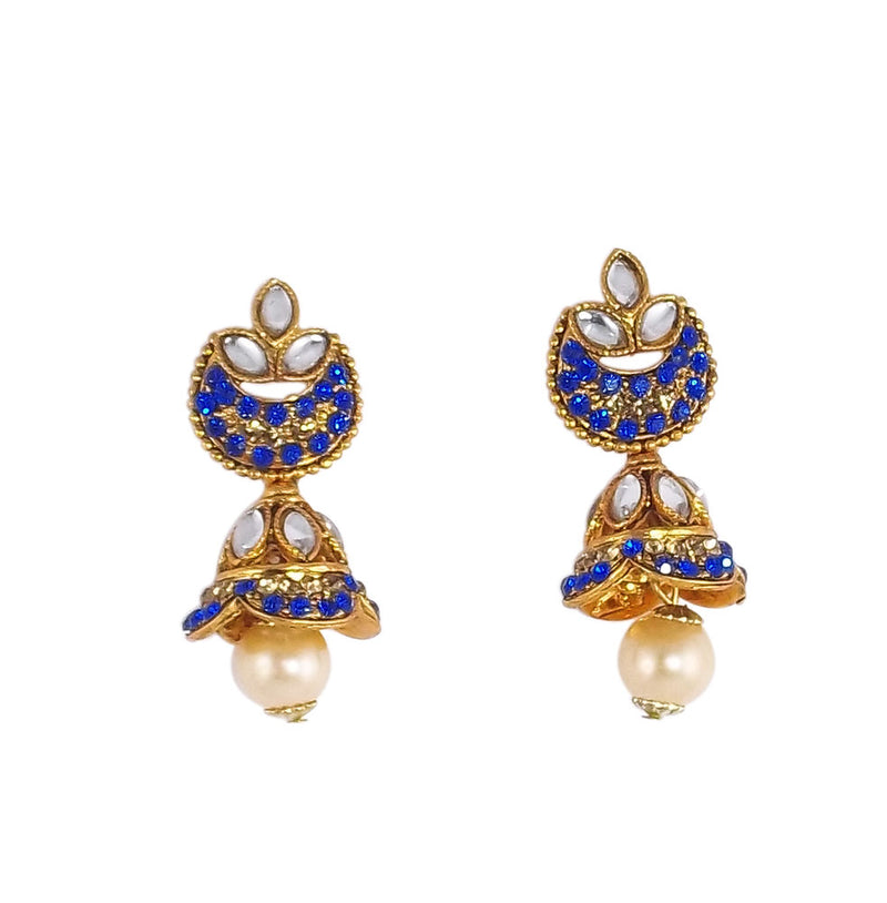 Royal Blue Gold Plated Jhumkas