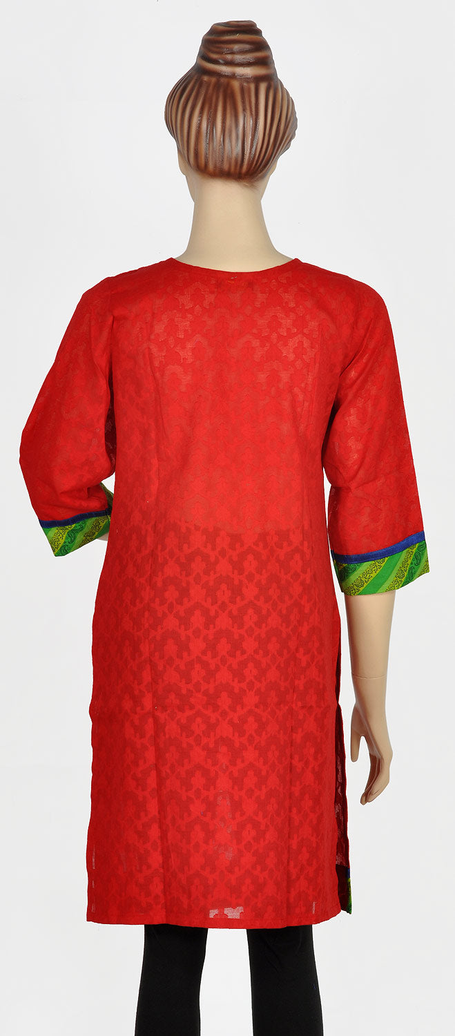 Red Embroidered Kurta