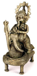 Lord Ganesha Worshipping Shiva Linga - Dhokra Statue
