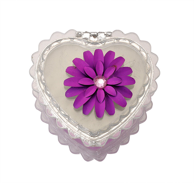Heart Shape Jewelry Box with Purple Flower