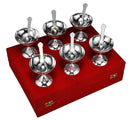 Silver Plated Ice Cream 6 Bowl Set Velvet Box Pack
