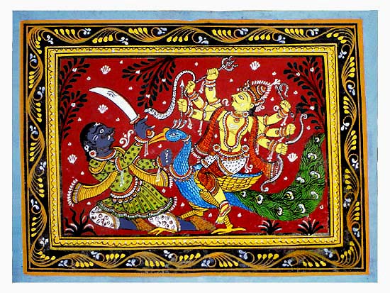Unconquerable Lord Murugan - Patta Painting