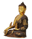 Medicine Buddha - Antiquated Brass Sculpture 11.5"