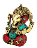 Seated Lord Ganesha Brass Statue