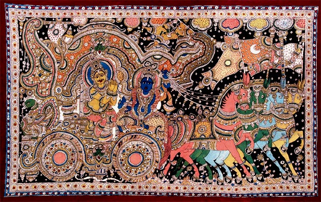 Awake & Arise! O Arujna - Cotton Kalamkari Painting