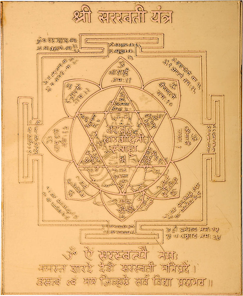 Sri Saraswati Yantra in Copper