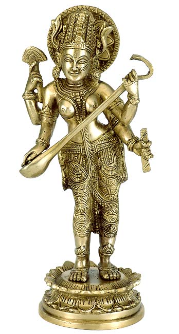 Veena Vadini Saraswati - Brass Sculpture