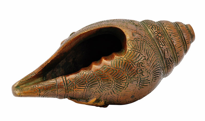 Lord Surya Engraved Brass Conch