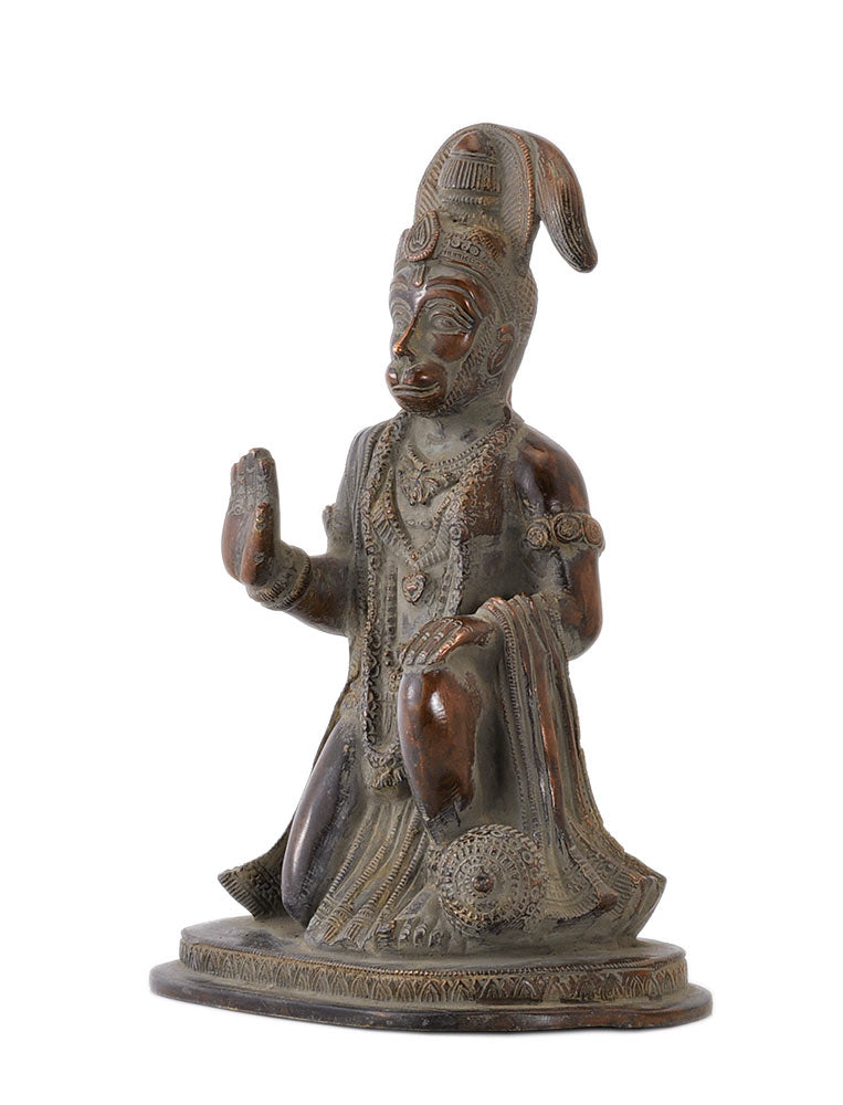 Abhaya Mudra Hanuman Statue in Old Copper Finish