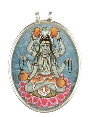 'Mrityunjaya Lord Shiva' Hand Painted Pendant