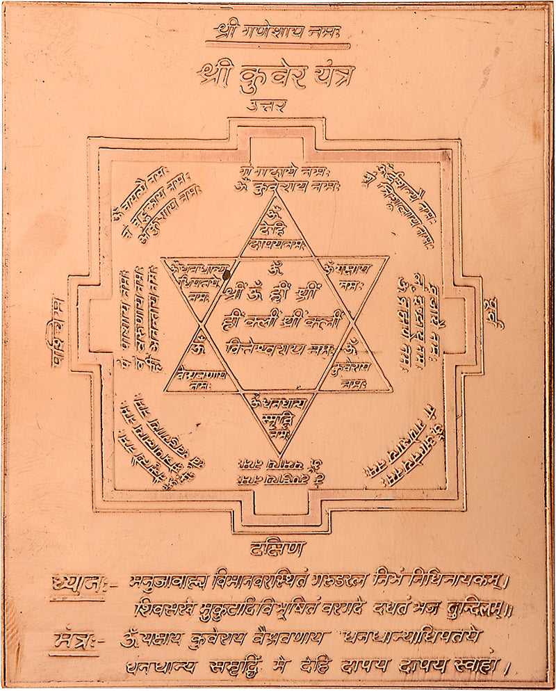 Shri Kuber Yantra in Copper