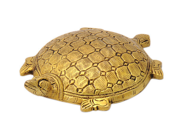 Auspicious Golden Tortoise Brass Figure 4.50"