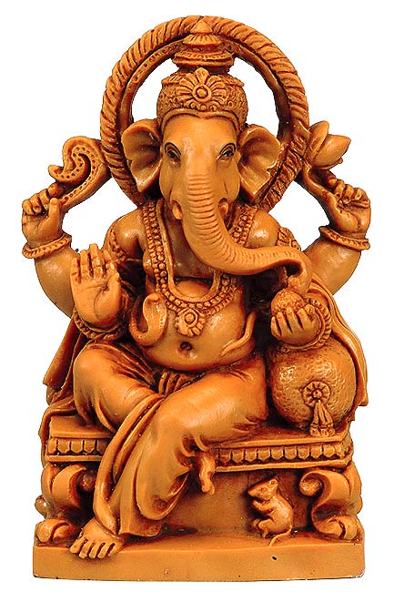 Ganesha Seated on Throne - Resin Statuete