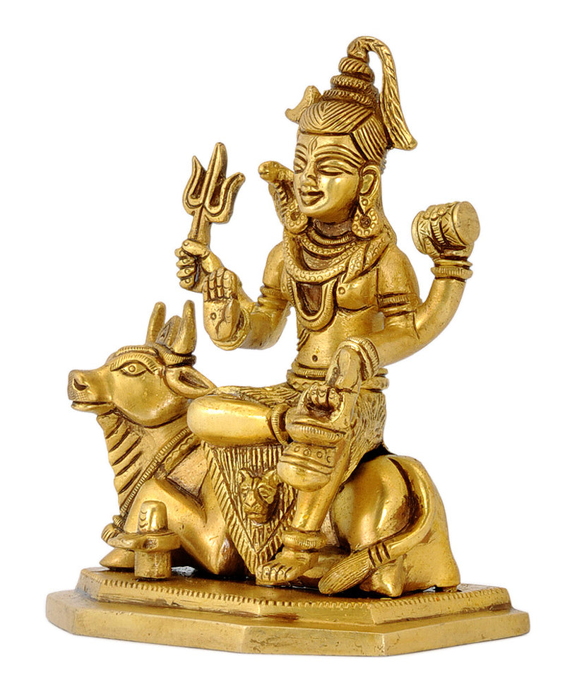 Shiva Seated on His Mount Nandi - Fine Brass Figurine