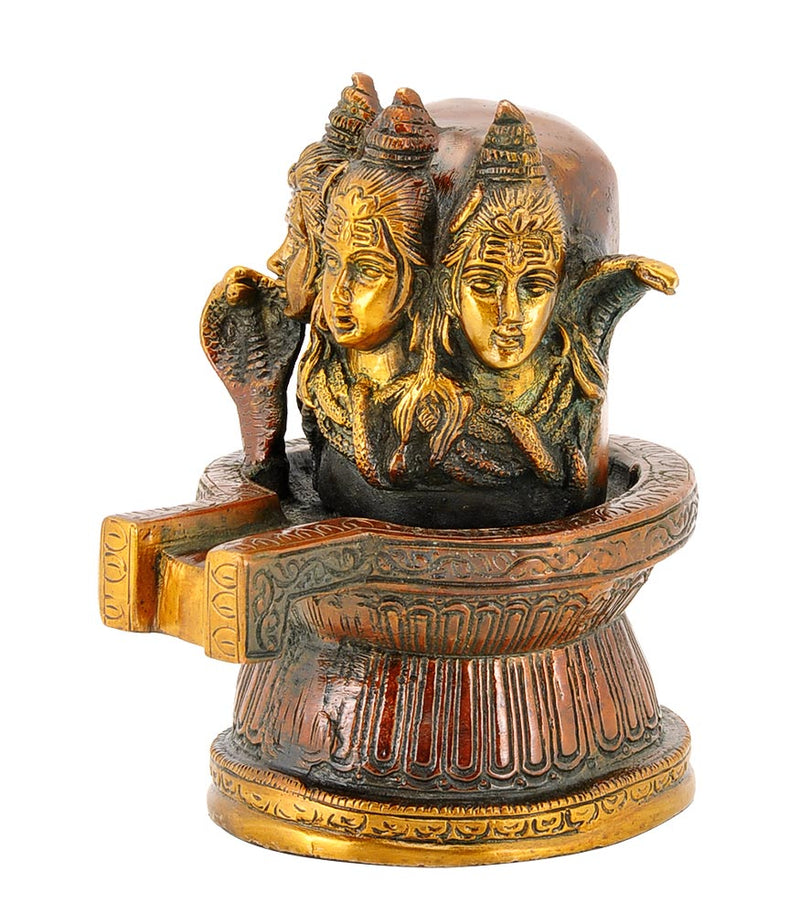 Three Headed Shiva Ling in Brow Finish