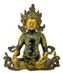 Seated Lord Kuber Antiquated Brass Statue 10"