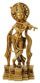 Sri Krishna Playing Flute Brass Sculpture