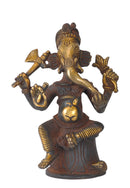 Seated Ganesh - Antiquated Brass Sculpture 5.5"