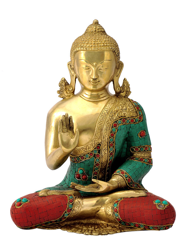 Buddha in Vitarka Mudra Brass Figurine
