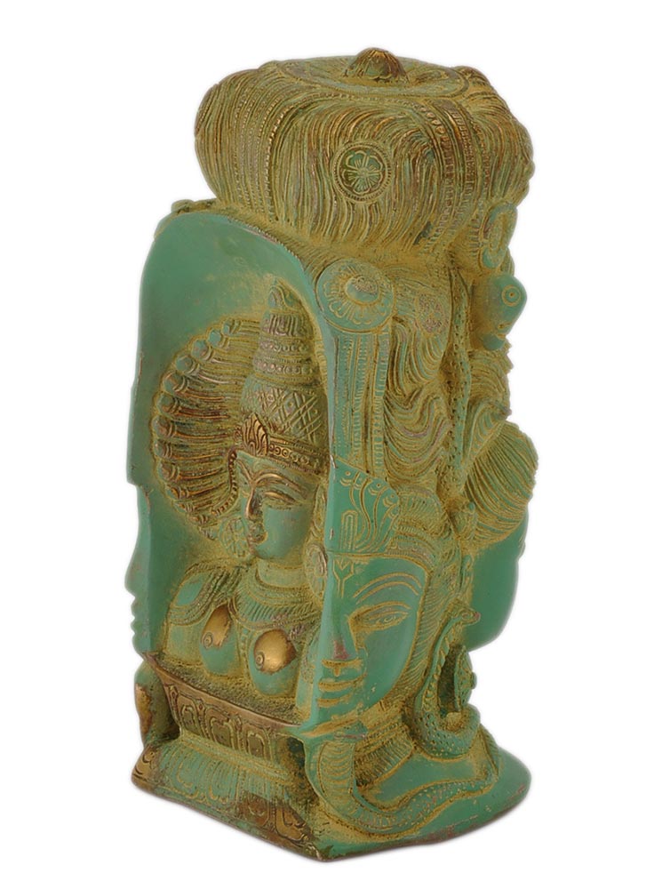 Three Headed Shiva Head with Parvati Carved on Rear Side