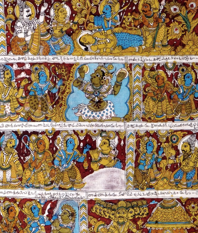 'Ramayana' The Story of Rama - A Narrative Kalamkari Painting