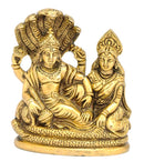 Lord Luxmi Narain resting on Ananta Shesha - Brass Statue 4.25"