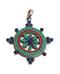 Stone Studded Dharma Wheel Silver Pendant