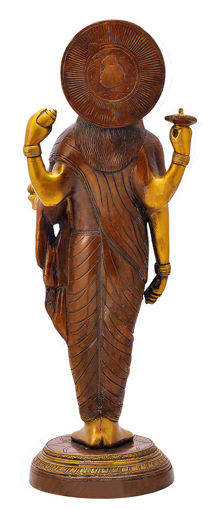 Lord Dhanvantari Figure in Golden Brown Finish