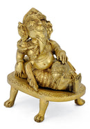 Resting Ganpati Brass Sculpture 8.50"