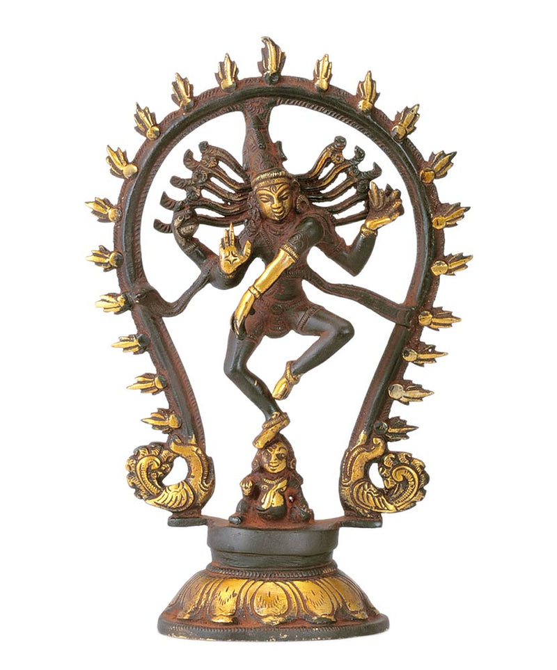 Shiva's Cosmic Dance - Antiquated Brass Statue