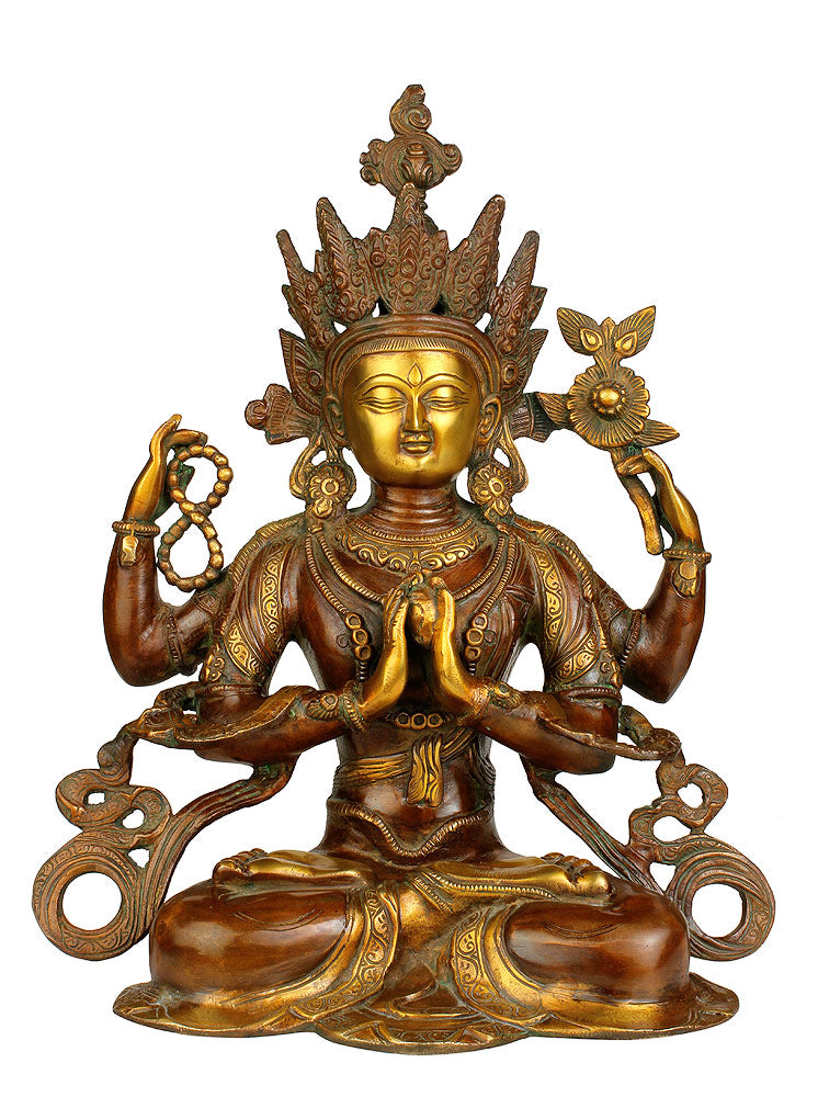 Four Armed Avalokiteshvara Brass Statue