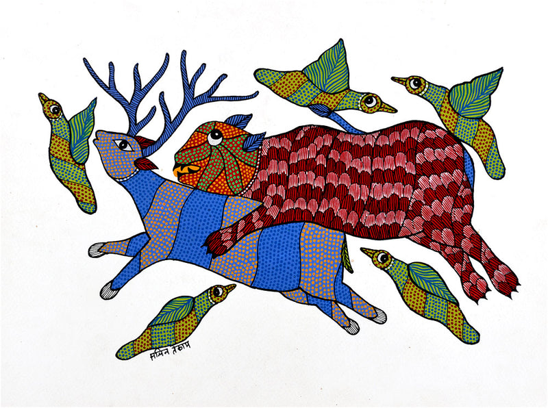 Hunting Tiger Gond Panting