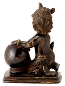 Brass Makhanchor Krishna in Antique Bronze Finish
